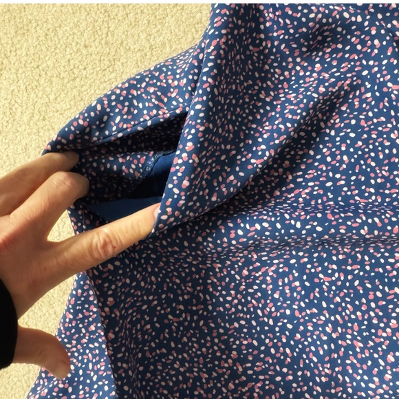 Ann Taylor Shift Dress Confetti 3/4 Sleeve Pockets Blue Purple Round Neck Sz 16 - Picture 8 of 12